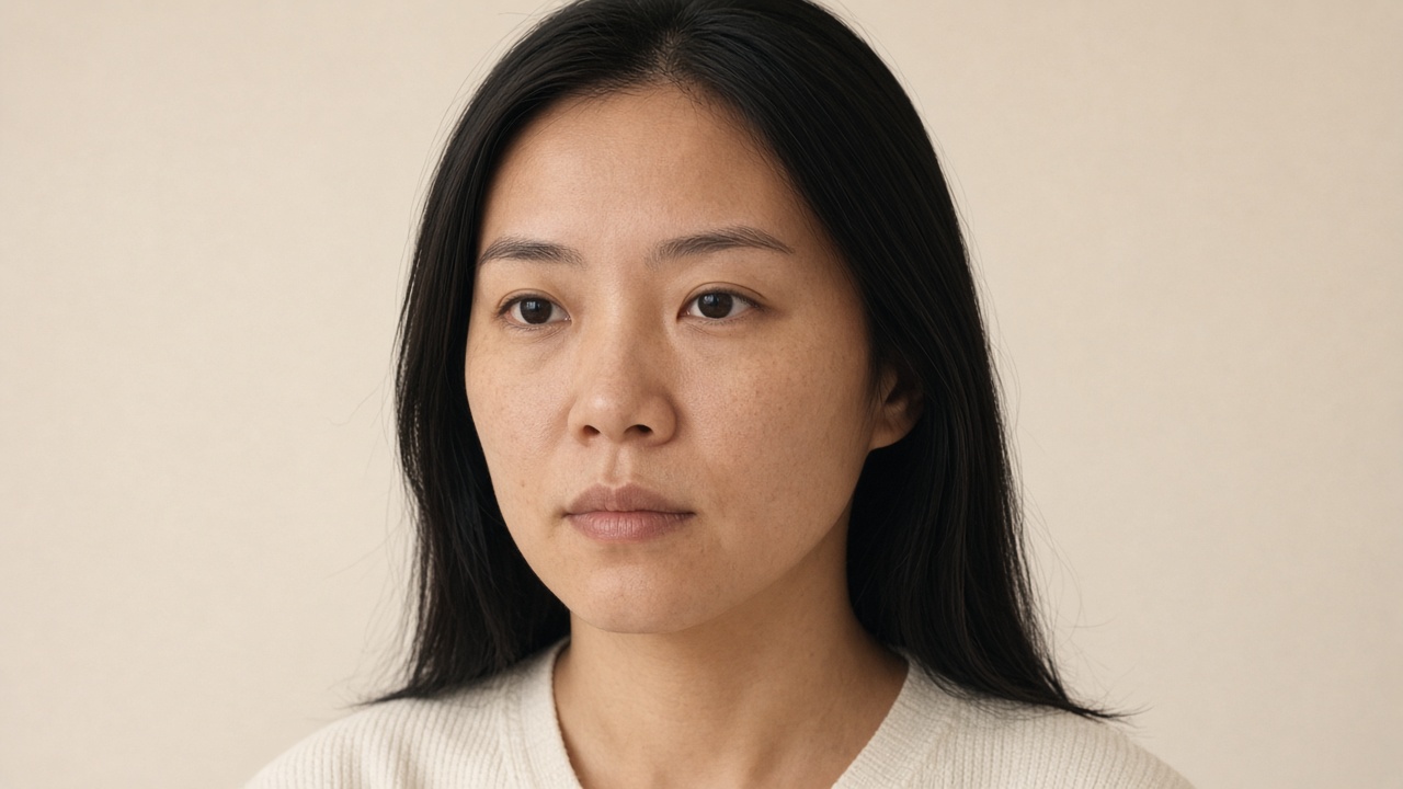 Radiant demo photo with flags on brows, lashes, and skin